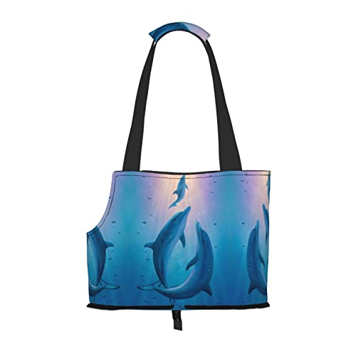 Hundetragetasche, niedlicher Delfin-Druck, leicht, vielseitig einsetzbar, tragbar, weich, Tier, bequeme Taschen für kleine Haustiere von MANLUU