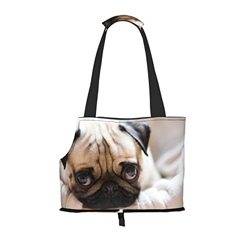 Hundetragetasche, niedlicher Welpe mit großen Augen, bedruckt, leicht, vielseitig einsetzbar, tragbar, weich, Tier, bequeme Taschen für kleine Haustiere von MANLUU