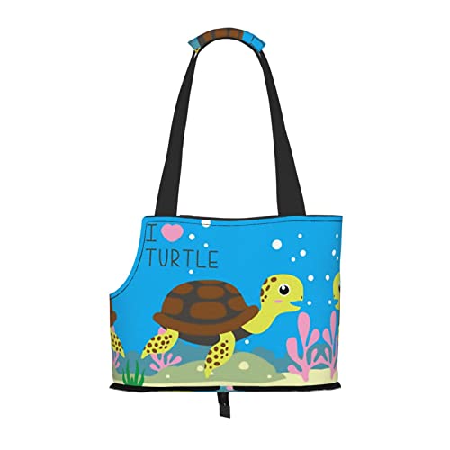 Hundetragetasche mit Aufdruck "I Love Turtle", leicht, vielseitig, tragbar, weich, Tier, bequeme Taschen für kleine Haustiere von MANLUU
