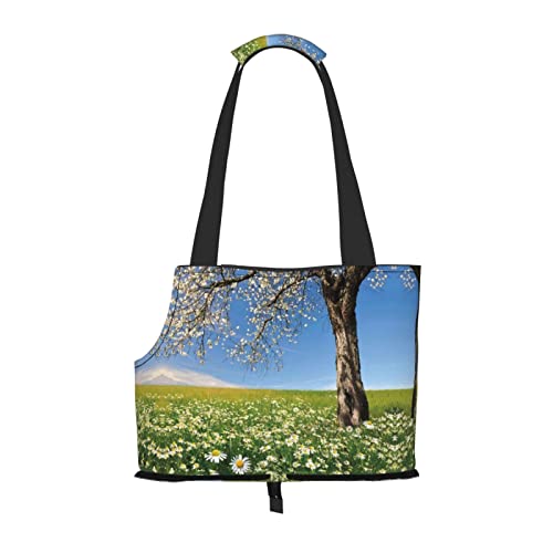 Hundetragetasche mit Blumenmuster, bedruckt, leicht, vielseitig einsetzbar, tragbar, weich, Tier, bequeme Taschen für kleine Haustiere von MANLUU