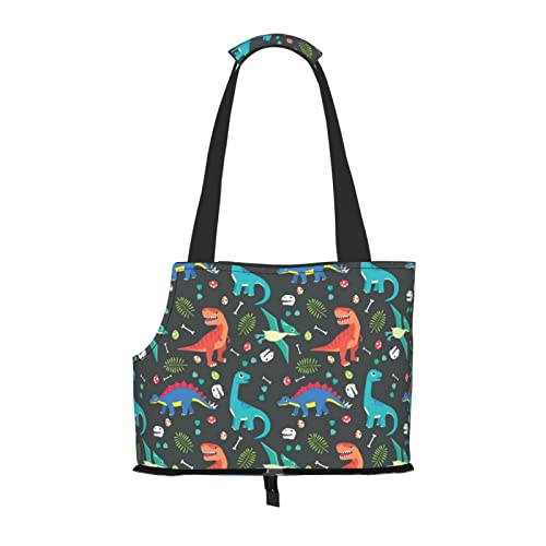 Hundetragetasche mit Cartoon-Dinosaurier-Druck, leicht, vielseitig, tragbar, weich, Tier, bequeme Taschen für kleine Haustiere von MANLUU