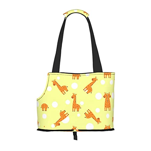 Hundetragetasche mit Cartoon-Giraffen-Druck, leicht, vielseitig, tragbar, weich, Tier, bequeme Taschen für kleine Haustiere von MANLUU