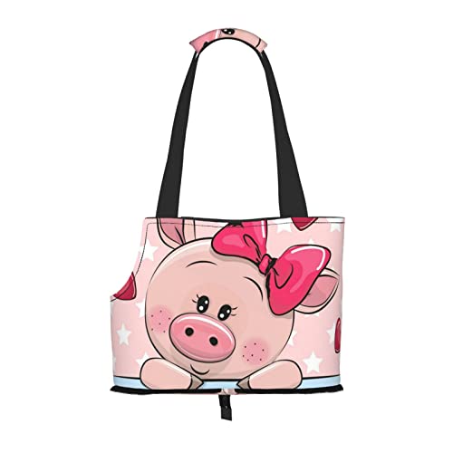 Hundetragetasche mit Cartoon-Schwein-Motiv, leicht, vielseitig einsetzbar, tragbar, weich, Tier, bequeme Taschen für kleine Haustiere von MANLUU