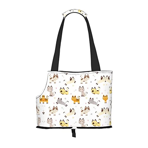 Hundetragetasche mit Cartoons und Katzen, bedruckt, leicht, vielseitig einsetzbar, tragbar, weich, Tier, bequeme Taschen für kleine Haustiere von MANLUU
