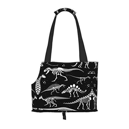 Hundetragetasche mit Dinosaurier-Skelett-Druck, leicht, vielseitig, tragbar, weich, Tier, bequeme Taschen für kleine Haustiere von MANLUU