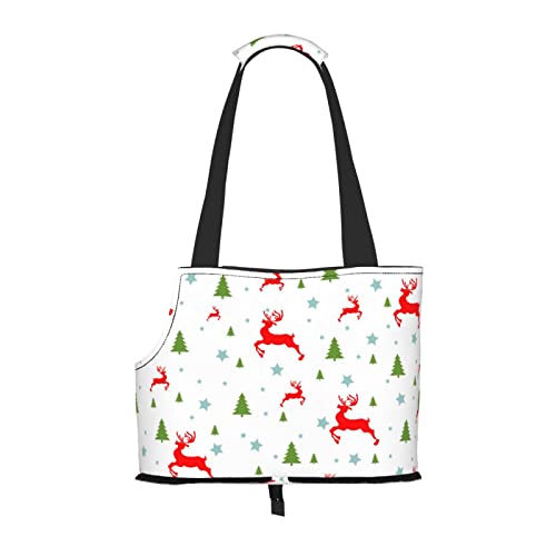 Hundetragetasche mit Weihnachtsmotiv, bedruckt, leicht, vielseitig einsetzbar, tragbar, weich, Tier, bequeme Taschen für kleine Haustiere von MANLUU