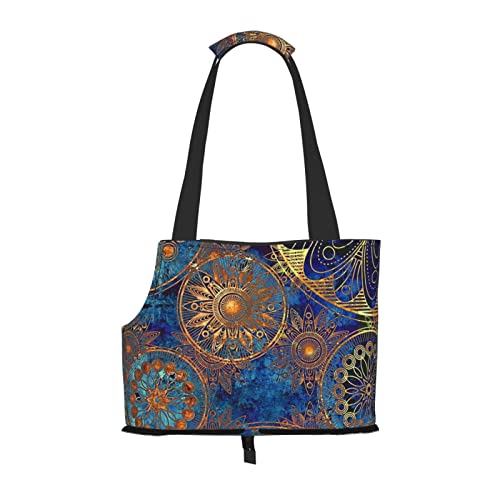 Hundetragetasche mit goldener Blume, blauer Hintergrund, bedruckt, leicht, vielseitig einsetzbar, tragbar, weich, Tier, bequeme Taschen für kleine Haustiere Hundetragetasche mit goldener Blume, blauer Hintergrund, bedruckt, leicht, vielseitig einsetzbar, tragbar, weich, Tier, bequeme Taschen für kleine Haustiere von MANLUU
