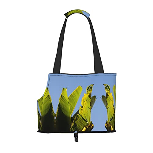 Hundetragetasche mit grünen Blättern, leicht, vielseitig, tragbar, weich, Tier, bequeme Taschen für kleine Haustiere von MANLUU