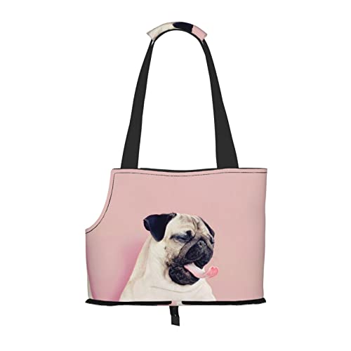 Hundetragetasche mit niedlichem Mops-Motiv, leicht, vielseitig einsetzbar, tragbar, weich, Tier, bequeme Taschen für kleine Haustiere von MANLUU