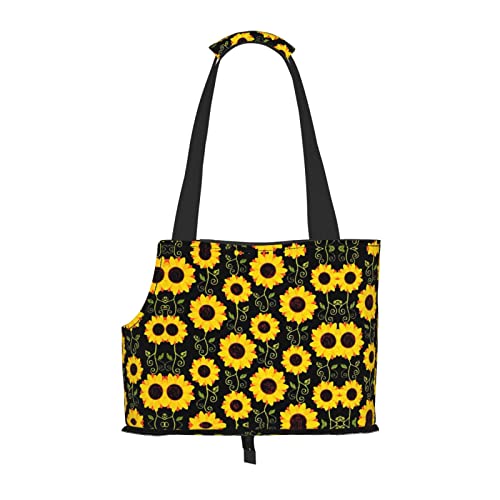 Hundetragetasche mit niedlichem Sonnenblumen-Druck, leicht, vielseitig, tragbar, weich, Tier, bequeme Taschen für kleine Haustiere von MANLUU