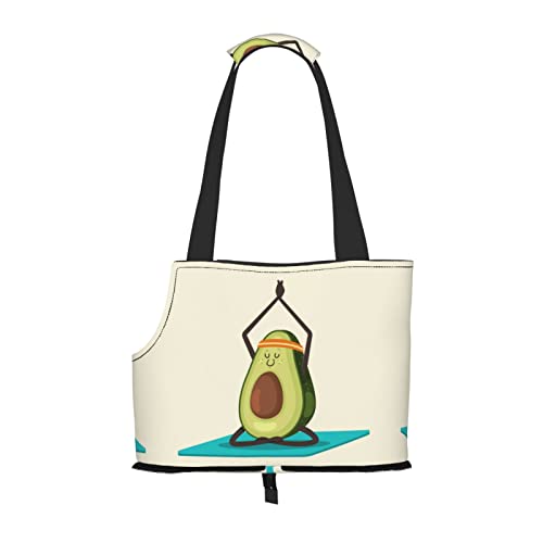 Hundetragetasche mit niedlichem Yoga-Avocado-Druck, leicht, vielseitig, tragbar, weich, Tier, bequeme Taschen für kleine Haustiere von MANLUU