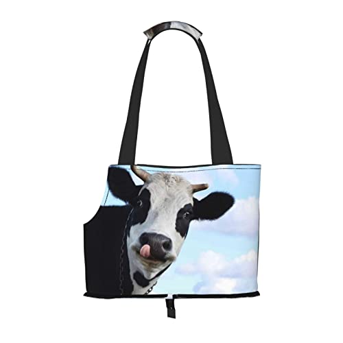 Hundetragetasche mit niedlicher Kuh-Druck, leicht, vielseitig, tragbar, weich, Tier, bequeme Taschen für kleine Haustiere von MANLUU