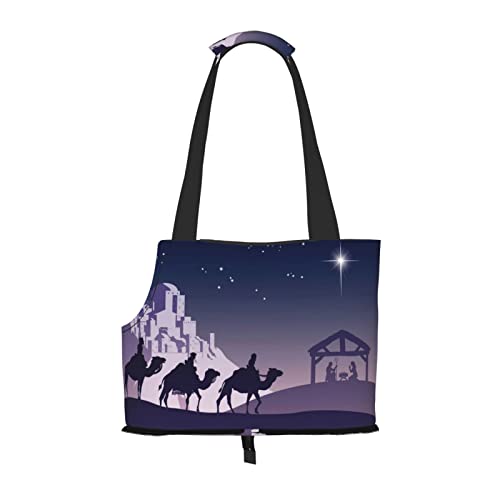 Hundetragetasche mit weihnachtlicher Szene, bedruckt, leicht, vielseitig einsetzbar, tragbar, weich, Tier, bequeme Taschen für kleine Haustiere von MANLUU