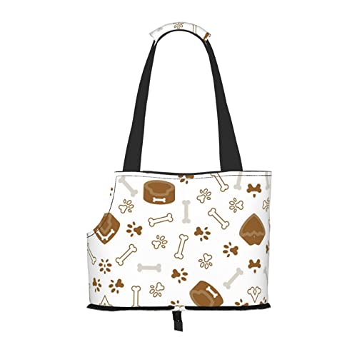Süße Hundetragetasche mit Knochenmotiv, mit Pfotenabdruck, leicht, vielseitig einsetzbar, tragbar, weich, Tier, bequeme Taschen für kleine Haustiere von MANLUU