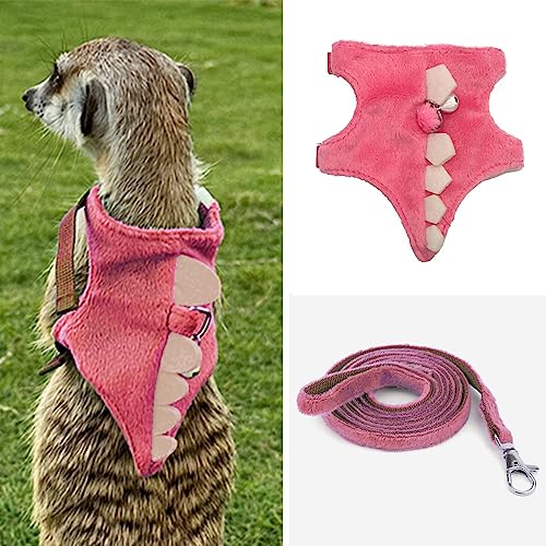 MANON ROSA Geschirr und Leine, Set für Kleintiere, Dinosaurier-Form, Laufweste für Baby, Kaninchen, Meerschweinchen, Hase, Welpen, Maus, Haustiere, Teetasse, Chihuahua, Rosa von MANON ROSA