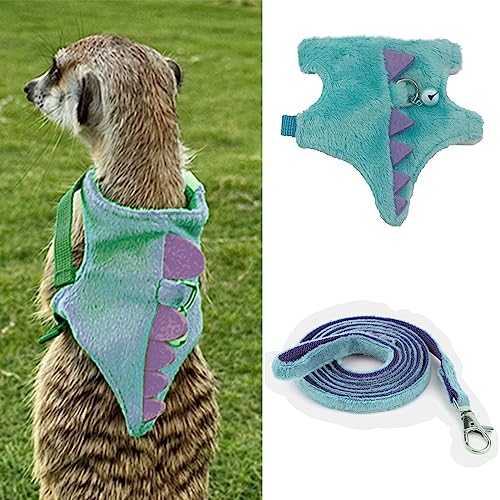MANON ROSA Geschirr und Leine, Set für Kleintiere, Dinosaurier-Form, Laufweste für Baby, Kaninchen, Meerschweinchen, Kaninchen, Welpen, Maus, Haustiere, Teetasse, Chihuahua, Blau von MANON ROSA
