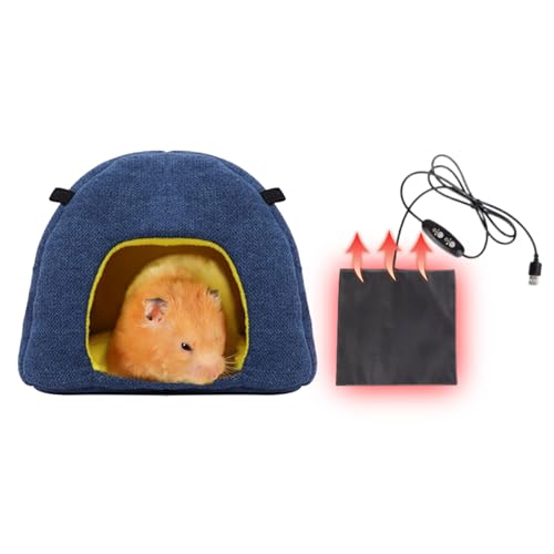 MANON ROSA Hamster-Hängematte mit USB-Heizkissen, für kleine Tiere, warmes Hängebett für Ratten, Mäuse, Zuckergleiter, Eichhörnchen, Frettchen, Winternest, Versteck für Haustierkäfigzubehör (Zelt, von MANON ROSA