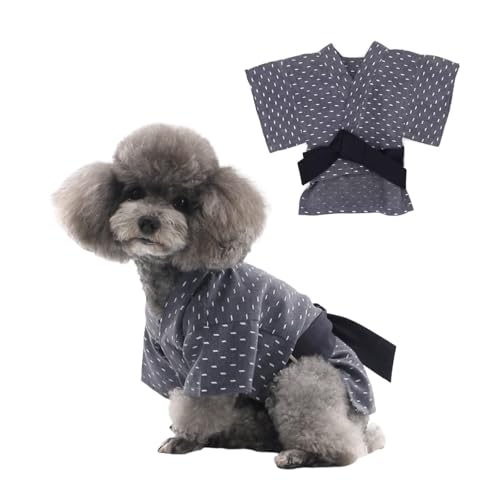 MANON ROSA Hundekostüm, japanischer Yukata-Kimono, traditioneller Haustier-Kimono, Cosplay für kleine und mittelgroße Hunde, Welpen und Katzen, atmungsaktiv, verstellbar, Sommer-Outfit (Dunkelgrau MANON ROSA Hundekostüm, japanischer Yukata-Kimono, traditioneller Haustier-Kimono, Cosplay für kleine und mittelgroße Hunde, Welpen und Katzen, atmungsaktiv, verstellbar, Sommer-Outfit (Dunkelgrau von MANON ROSA