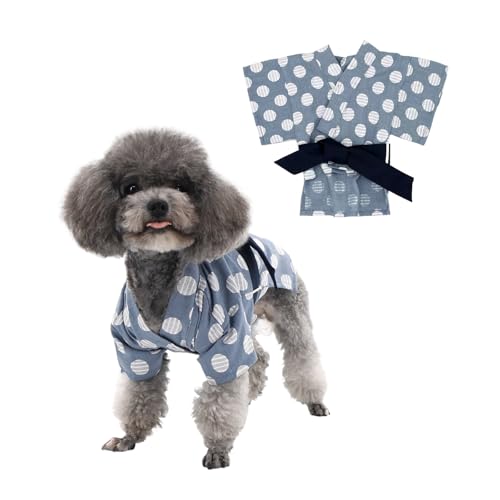 MANON ROSA Hundekostüm, japanischer Yukata-Kimono, traditioneller Haustier-Kimono, Cosplay für kleine und mittelgroße Hunde, Welpen und Katzen, atmungsaktiv, verstellbar, Sommer-Outfit (Graublau, XL) MANON ROSA Hundekostüm, japanischer Yukata-Kimono, traditioneller Haustier-Kimono, Cosplay für kleine und mittelgroße Hunde, Welpen und Katzen, atmungsaktiv, verstellbar, Sommer-Outfit (Graublau, XL) von MANON ROSA