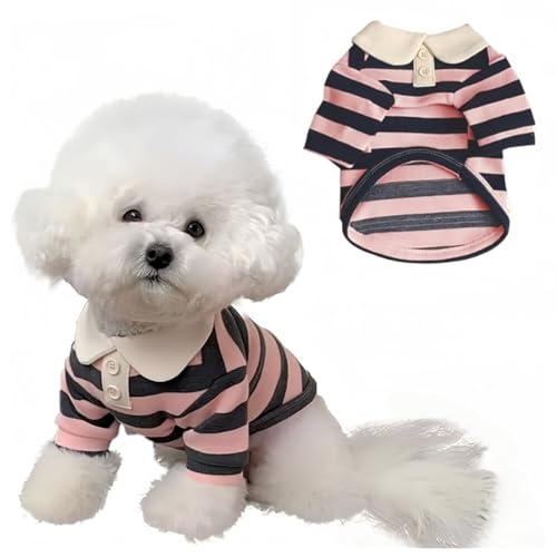 MANON ROSA Niedliches Hunde-Poloshirt für kleine und mittelgroße Hunde – Sommer-T-Shirts für Welpen, Yorkie, Pudel, Shih Tzu, Dackel, Kätzchen, gestreifter Kragen, Haustier-Hunde-Designer-Outfits MANON ROSA Niedliches Hunde-Poloshirt für kleine und mittelgroße Hunde – Sommer-T-Shirts für Welpen, Yorkie, Pudel, Shih Tzu, Dackel, Kätzchen, gestreifter Kragen, Haustier-Hunde-Designer-Outfits von MANON ROSA
