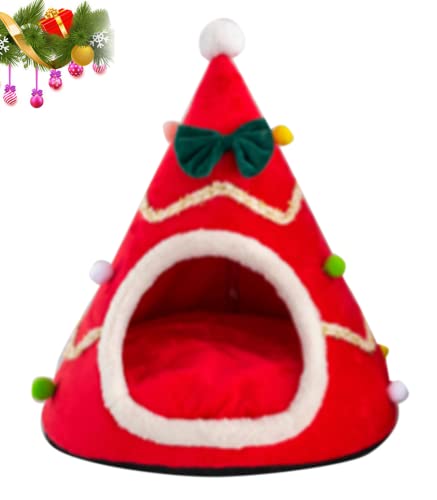 Weihnachtskatzenhaus Bett Weihnachtsbaum Katzenzelt Weihnachtshaustiernest Doggy Green Red Cave Kennel Tipi von MANYMANY