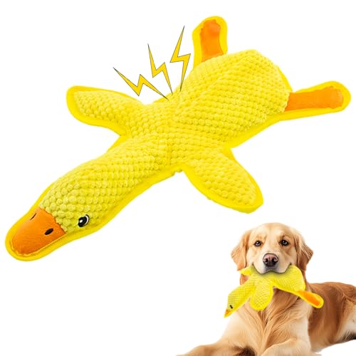 MAOOOOB Quietschspielzeug für Hunde, kein Füllen, Kauspielzeug für kleine, mittelgroße und große Rassen, langlebig, interaktiv, um sie zu beschäftigen, bestes Geburtstagsgeschenk (gelbe Ente) von MAOOOOB