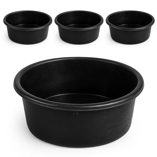 MAQUITA 4 x Gummi-Futterpfanne, Allzweck-Futtereimer, 4 l, Gummischüssel, Huhn, Staubbad, Nutztiere, Wassernapf für Schwein, Ziege, Huhn, Hunde, Bauernhof, Kleintiere (27,7 x 10,4 cm) von MAQUITA