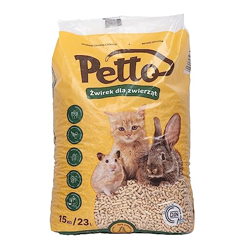 Katzenstreu 15kg 23l - Holzstreu für Geruchs und Feuchtigkeitskontrolle - Öko 100% Kieferholz - Kompostierbar - Kleintierpellets - Katzenstreu Holz für Katzen mit Allergischen Reaktionen von MARDOM HOME