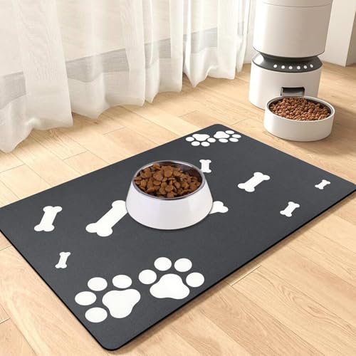 Napfunterlage Hund rutschfest Futtermatte Katzen: Schwarz 40x60 cm Katzen Futtermatte Saugfähig Unterlage Hundenapf, Schnelltrocknend Leicht Reinigen Napfunterlage für Haustiere Katzen Hunde von MARIBUR