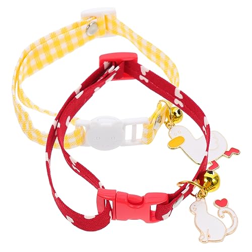 MARMERDO Kätzchenhalsbänder 2 Stück Katzenhalsband Kätzchenhalsband Für Katze Kleines Halsband Kätzchenhalsband Mit Glöckchen Hübsches Katzen Bandana Halsband Junge Welpenzubehör Kleines von MARMERDO