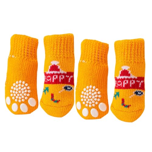 MARMERDO Hundeschuhe 4 Stück Haustier Socken Sockenschuhe Stiefel Atmungsaktiv Garn Welpensocken von MARMERDO