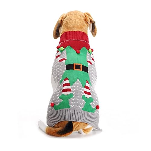 MARMERDO Weihnachtliche Kleidung Partyzubehör Hund Warme Kleidung Haustier Katze Winter Strickwaren Hunde-Pyjama Katze Weihnachten Cosplay Pullover Hundeweihnachtspullover Plüschkugel von MARMERDO