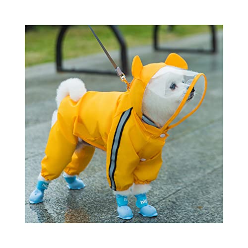 Hunde-Regenmantel mit Kapuze, wasserdicht, für kleine und mittelgroße Hunde, gelber Bär, Größe M von MARMODAY