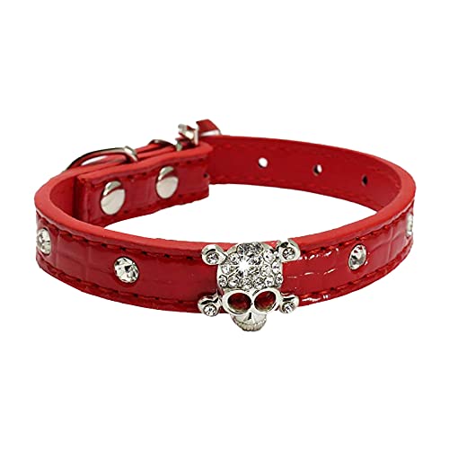 MARMODAY Halsband aus Leder und Metall, für Hunde, Welpen, Welpen, Halloween, Totenkopf, Krokodil-Muster von MARMODAY