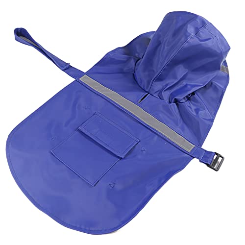 MARMODAY Hunde-Regenmäntel für Hunde mit reflektierendem Streifen, Hoodie, Regenponcho-Jacke für Hunde, Blau, XL von MARMODAY