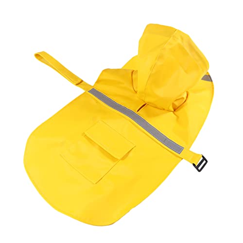 MARMODAY Hunde-Regenmäntel für Hunde mit reflektierendem Streifen, Hoodie, Regenponcho-Jacke für Hunde, Gelb, XL von MARMODAY