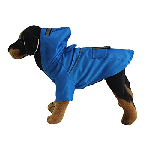 MARMODAY Hunde-Regenmantel mit Kapuze, Zupf-Poncho, Regenjacke für kleine, mittelgroße und große Hunde, Blau, L von MARMODAY