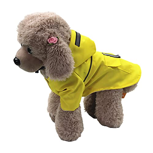 MARMODAY Hunde-Regenmantel mit Kapuze, Zupf-Poncho, Regenjacke für kleine, mittelgroße und große Hunde, Gelb, M von MARMODAY