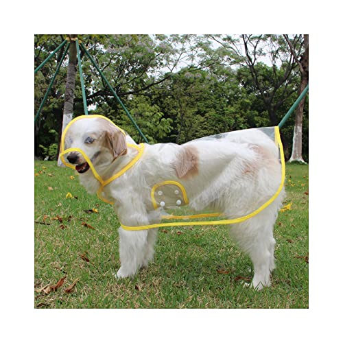 MARMODAY Regenmantel für Hunde, transparent, wasserdicht, mit Kapuze, Kunststoff, Gelb, Größe 4XL von MARMODAY