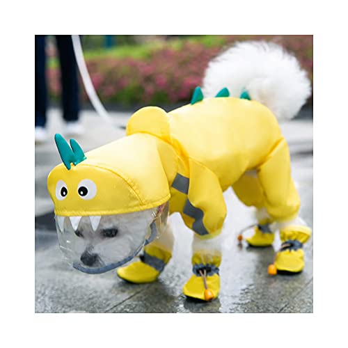 Regenmantel für Hunde, mit Kapuze, wasserdicht, Größe M, Gelb von MARMODAY