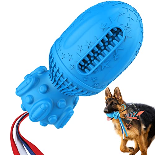 MASBRILL Hundespielzeug Unzerstörbar, Kauspielzeug für Aggressive Kauer, Quietschendes Hundespielzeug für kleine mittelgroße Hunde Naturkautschukspielzeug zur Zahnreinigung - Blau von MASBRILL