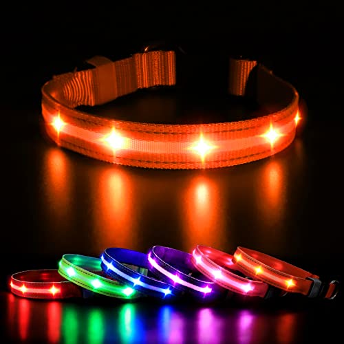 MASBRILL Leuchthalsband Hund, Hundehalsband Leuchtend Aufladbar, LED Halsband für Kleine Mittlere Große Hunde, Einstellbare Wasserdicht mit 3 Beleuchtungsmodi für Nachtspaziergänge von MASBRILL