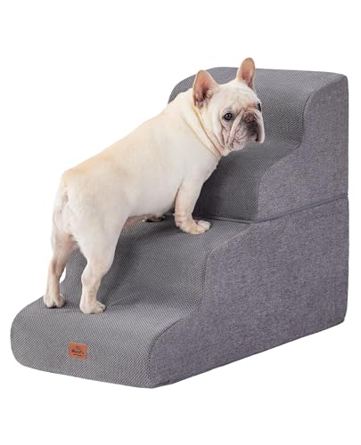 MASSFU Gebogene Hundetreppe Rampe für hohe Betten, 57,9 cm H, 4-stufige Hundetreppe für kleine Hunde und Katzen, Haustiertreppe für Hochbettklettern, rutschfeste ausgewogene Haustierstufe im von MASSFU