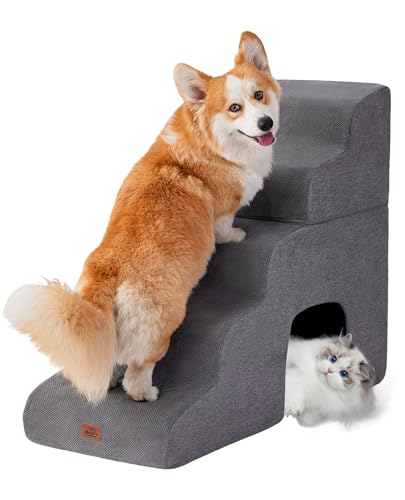 MASSFU Gebogene Hundetreppenrampe für hohe Betten, 72,9 cm H, 5-stufige Hundetreppe für kleine Hunde und Katzen, Haustiertreppe für Hochbettklettern, rutschfeste ausgewogene Haustierstufe im MASSFU Gebogene Hundetreppenrampe für hohe Betten, 72,9 cm H, 5-stufige Hundetreppe für kleine Hunde und Katzen, Haustiertreppe für Hochbettklettern, rutschfeste ausgewogene Haustierstufe im von MASSFU