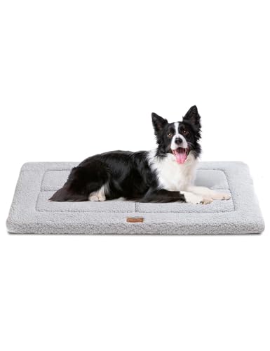 MASSFU Waschbares Hundebett für große Hunde, wendbar, ultraweich, flauschiger Schaumstoff, Haustierbetten für drinnen und draußen, 91,4 x 68,6 cm, Grau von MASSFU