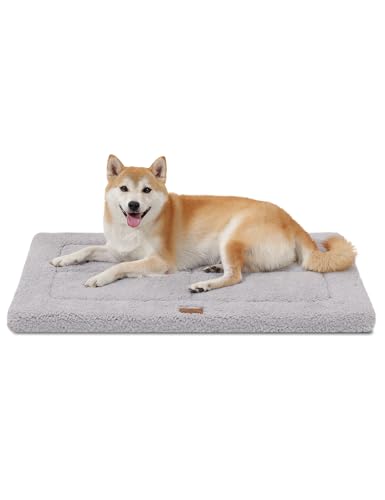 MASSFU Waschbares Hundebett für große Hunde, wendbar, ultraweich, flauschiges Schaumstoff-Haustierbett für drinnen und draußen, 88,9 x 58,4 cm, Grau von MASSFU