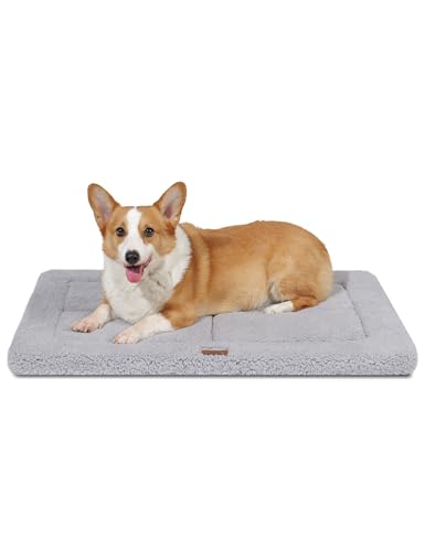 MASSFU Waschbares Hundebett für mittelgroße und kleine Hunde, wendbar, ultraweich, flauschiger Schaumstoff, Haustierbetten für drinnen und draußen, 73,7 x 53,3 cm, Grau von MASSFU