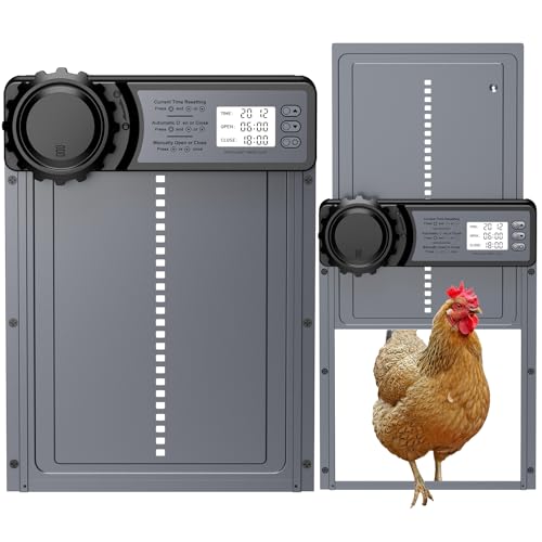Aluminum Automatische Hühnerklappe Batterie, MASTERFUN Elektrische Hühnerklappe mit Wasserdicht Großes Display, Timer, Manuelle, Hühnerklappe Automatisch Hühnertür, Intelligenter Einklemmschutz, Grau Aluminum Automatische Hühnerklappe Batterie, MASTERFUN Elektrische Hühnerklappe mit Wasserdicht Großes Display, Timer, Manuelle, Hühnerklappe Automatisch Hühnertür, Intelligenter Einklemmschutz, Grau von MASTERFUN