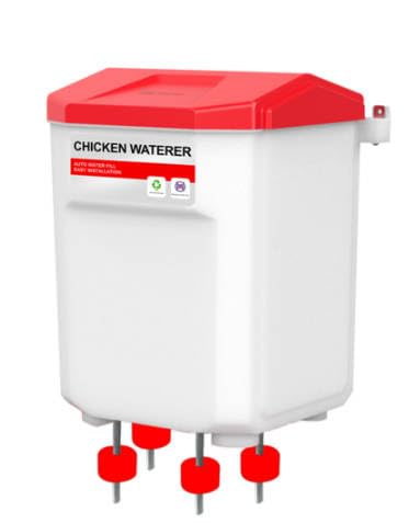 MASTERFUN 7 Liter Hühnertränke Tränke Hühner mit 4 Wassernäpfe, Automatische Geflügeltränke für Geflügel Mit 1,5m Wasserleitung, Schwimmerventil, Hühnerzubehör, Bruchfester langlebiger Kunststoff von MASTERFUN