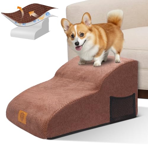 MASTERTOP Hundetreppe 2 Stufen- Breiter Hunderampe Katzentreppe, Hochdichtem Schaumstoff Haustiertreppe für Kleinen Hund Teddy-Braun MASTERTOP Hundetreppe 2 Stufen- Breiter Hunderampe Katzentreppe, Hochdichtem Schaumstoff Haustiertreppe für Kleinen Hund Teddy-Braun von MASTERTOP